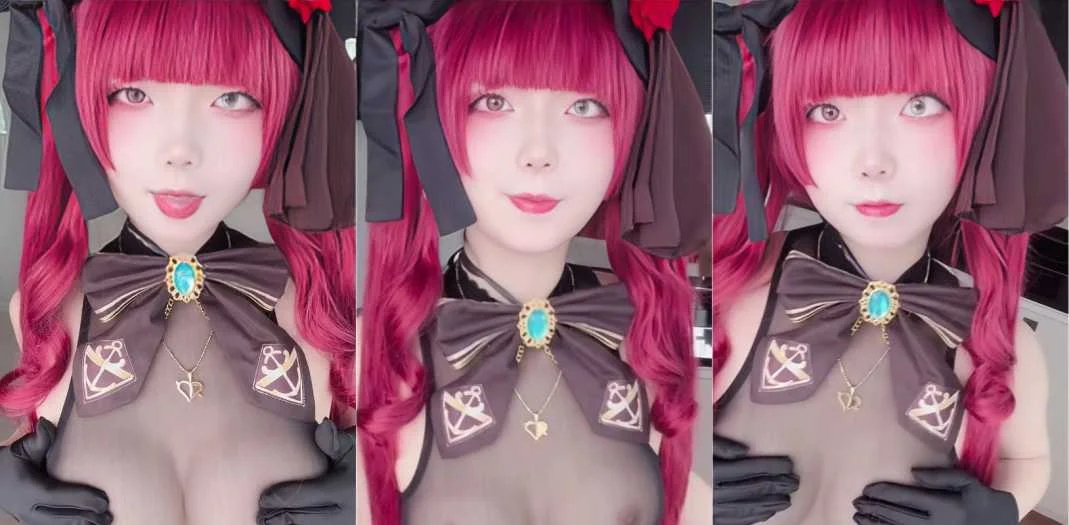阿黑颜福利姬chuchu宝钟玛琳COS 黑色透明薄纱漏点自慰高潮 简直骚得一批
