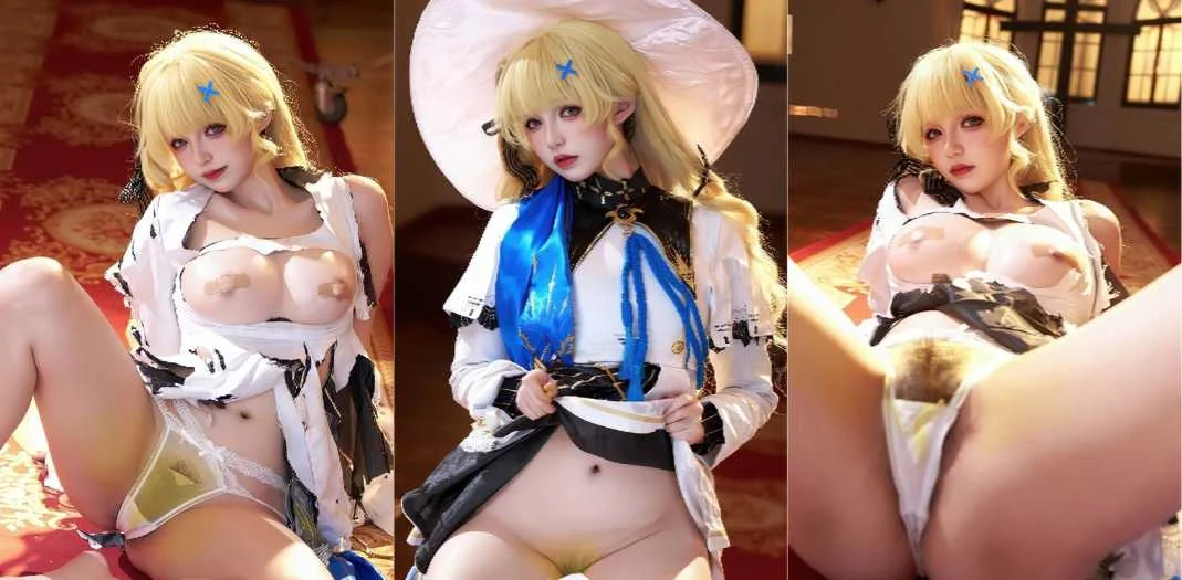 阿薰kaOri鸣潮菲比COS写真 原来黄毛少女连逼毛都是黄的啊 牛逼