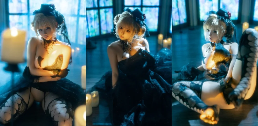 微博高颜值福利姬蠢沫沫黑婚纱写真 拍到一半直接上手剪衣服 高冷新娘秒变骚母狗