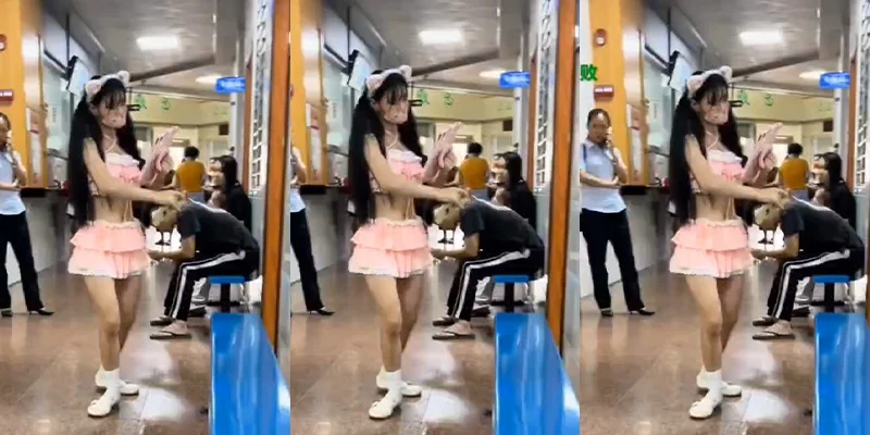 炸裂！女子穿着暴露在医院内跳骚舞 被质疑精神病 感觉更像是在完成主人的任务