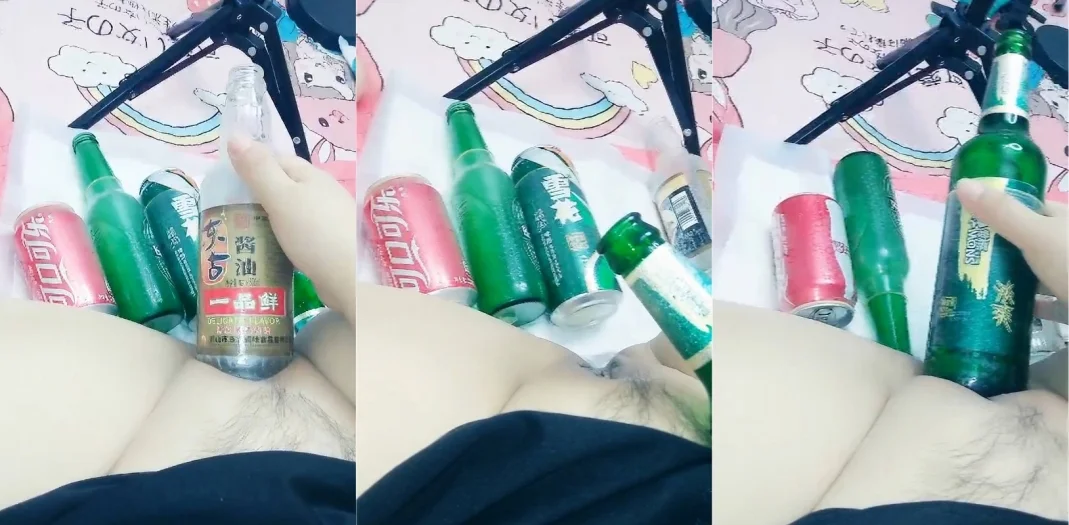 重口猎奇极限扩张 啤酒瓶和饮料罐轮流塞满大肥穴 逼扩张到拳头都可以直接吞没