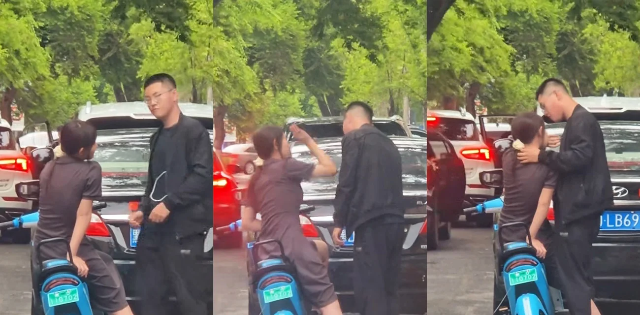 扇男友教学   当街咣咣大嘴巴子伺候男友  左边脸十二下  右边脸六下  打完不影响亲热