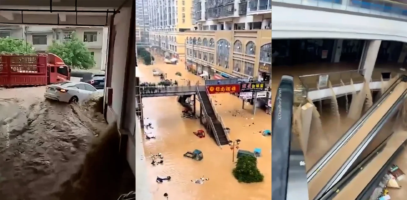中国贵州突发洪灾  8万人紧急撤离  街头变河流画面曝光！