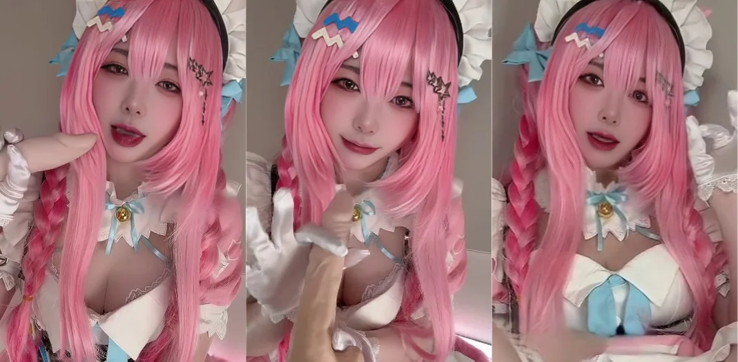 VTuber高颜值女神Rizuna新作 粉发白丝COS结城昨日奈 按摩假阳具ASMR纯享版