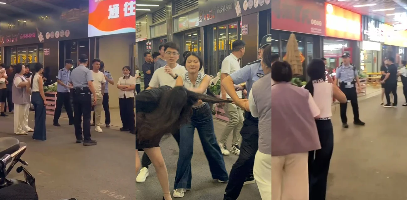 520抓奸修罗场。小三当街撕原配  保安出手驱赶  聊天记录比现场还恶心