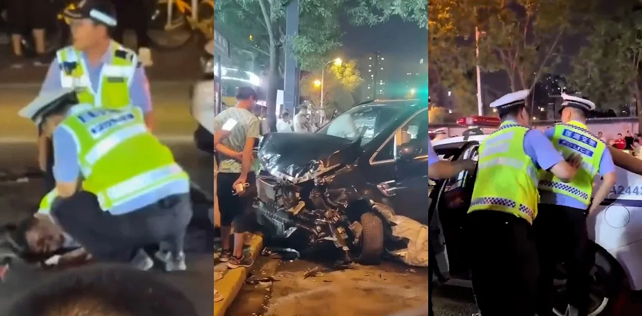 突发 西安男子驾车冲毁护栏   撞飞执勤交警   文景南路现场惨烈  交警仍在手术中