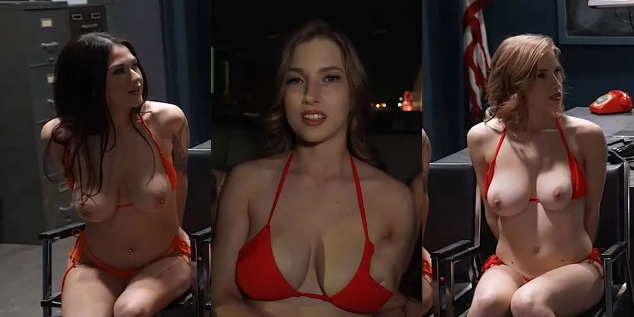 欧美精选av 三个身穿比基尼的美女偷窃 被帽子毫不留情的逮到了审讯室 借着搜查名义玩弄