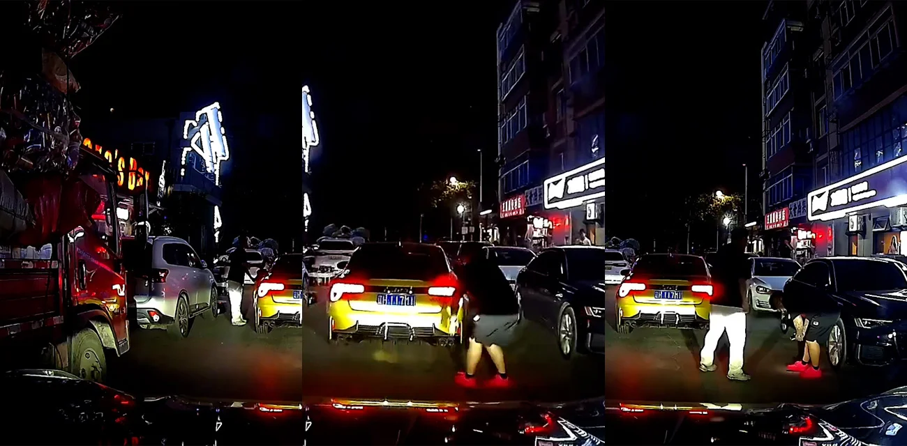 辽宁沈阳 碰瓷党当街伸脚拦车  后车记录仪拍下全过程  车主已报警