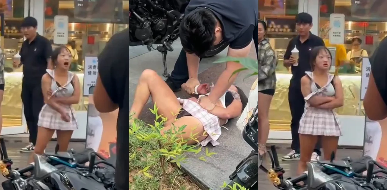 粗口小仙女怒砸车砸摩托 拿酸辣粉塞男方排气孔 两人街头互殴爆炸现场