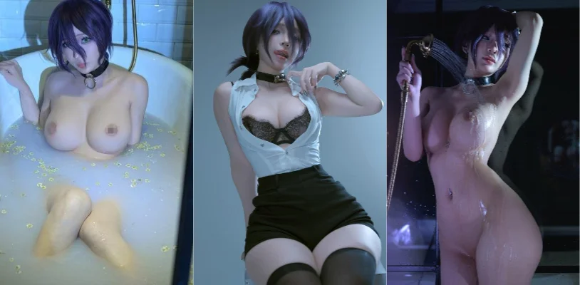 极品福利姬UmekoJ最新cos链锯人黑丝Reze蕾塞 黑色透明蕾丝内衣狂抖巨乳 性感写真神级反差