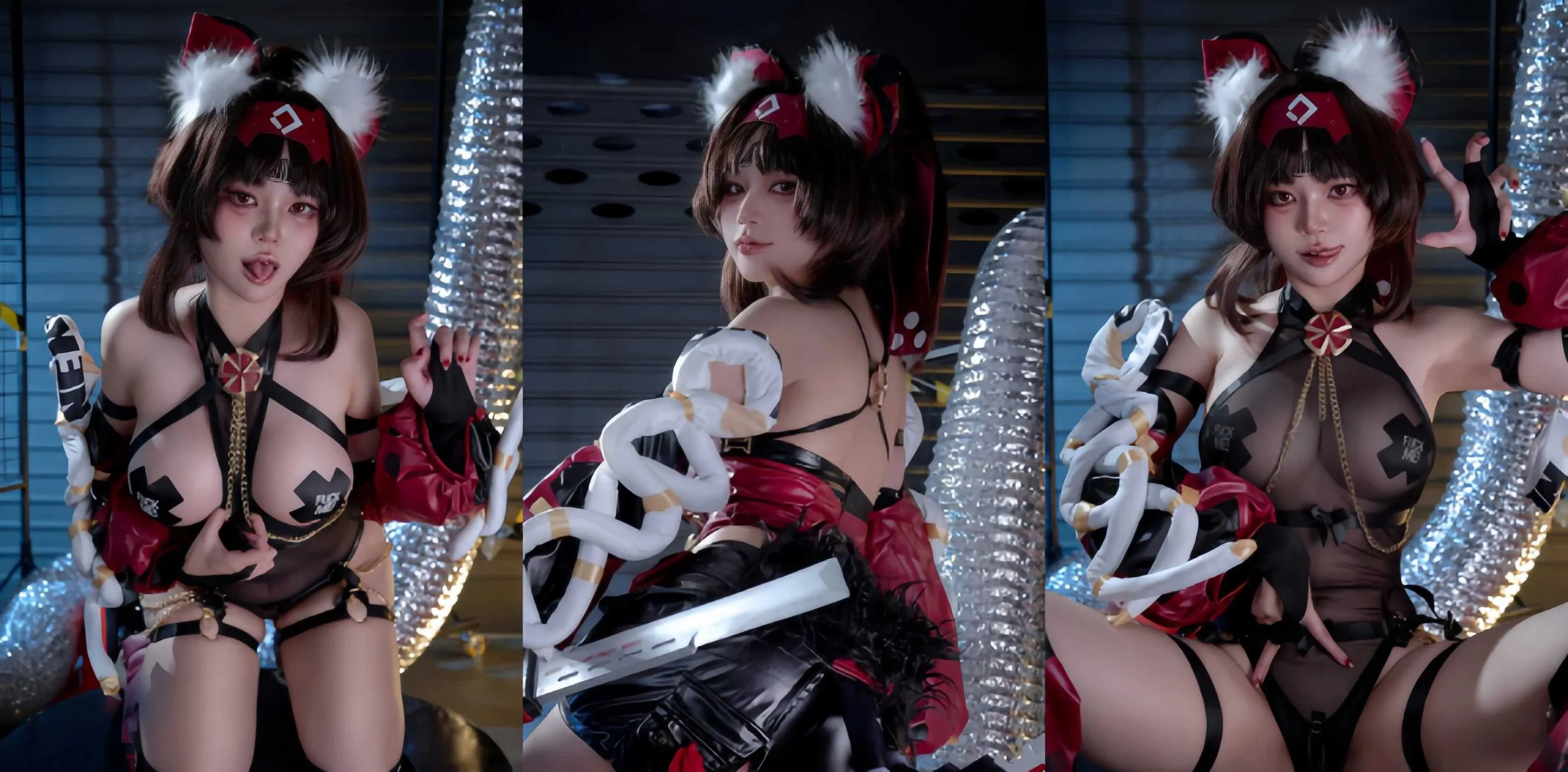 极品福利姬ZinieQ cos Nekomata黑丝开档巨乳白虎肥鲍链条狂野捆绑 清纯猫娘秒变链条肉便器 反差大到我血脉喷张滤镜碎成链条
