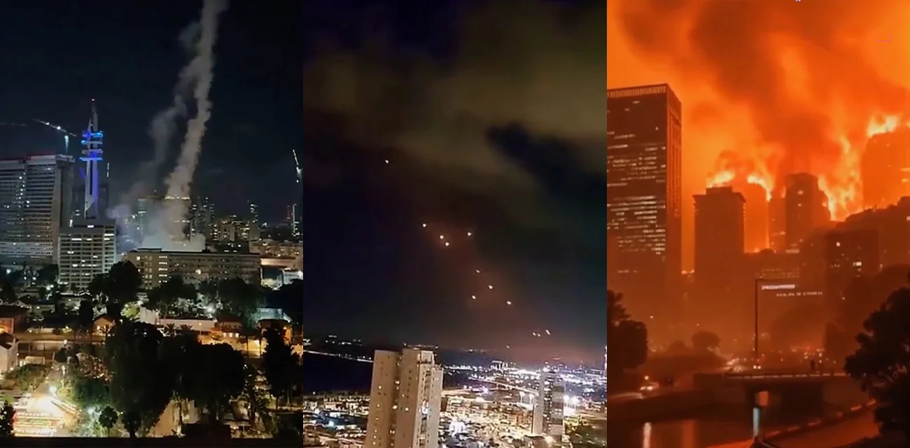 地狱级闪光  伊朗饱和导弹攻击撕碎以色列天空防空体系  炸出地狱之眼   所有人都低估伊朗了!
