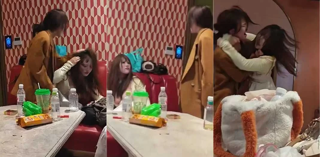 按摩店两个女技师为抢客户当场打架 互相抓头发扯衣服 奶子都露出来了！