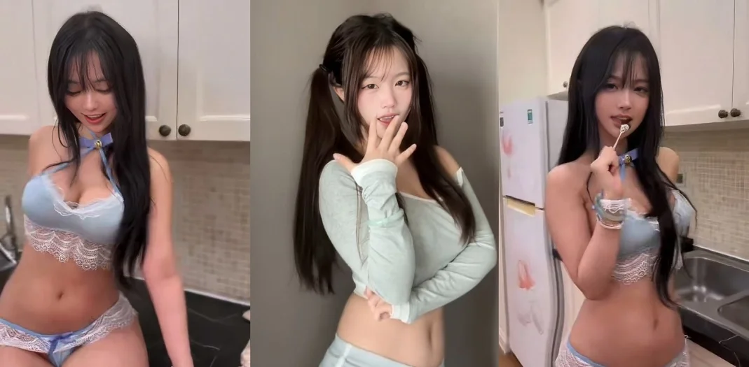 246万粉抖音纯欲甜妹喝多了想兔定制福利流出 蕾丝小厨娘不做饭只卖骚！