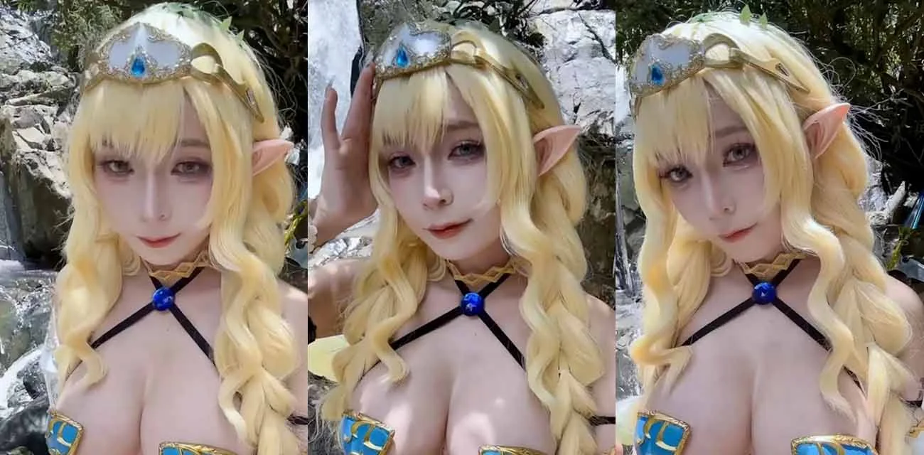推特福利姬UmekoJ 身穿精灵耳cos服 给金主定制户外大尺度全裸写真