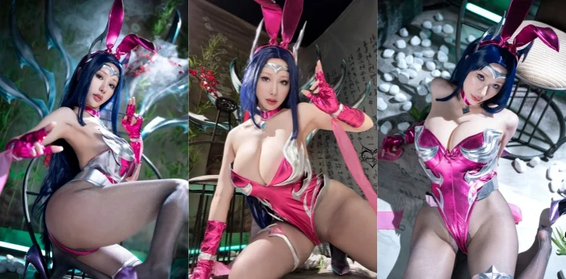 福利姬 雨皮 COS兔女郎伊瑞莉雅利刃 丝袜湿身巨乳翘臀高能写真
