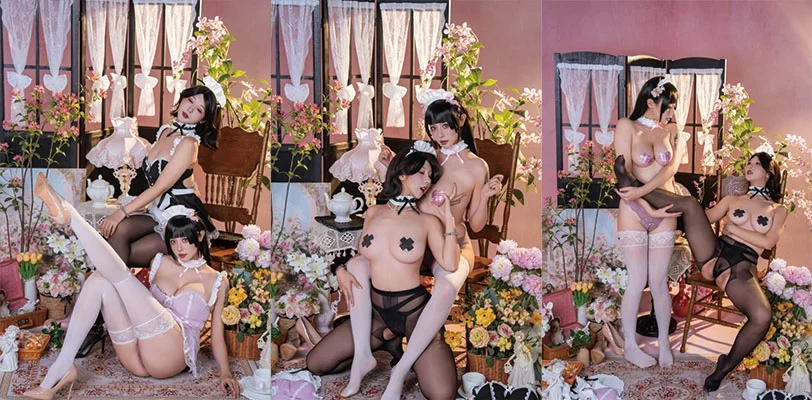 粉色花房 云溪溪奶桃桃奈汐酱 侍花礼开裆肥鲍蜜桃臀双人超骚合集