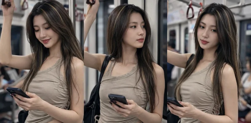 地铁上H杯骚货当众发情 不穿奶罩出来秀巨乳 抄底视角痴汉感拉满！